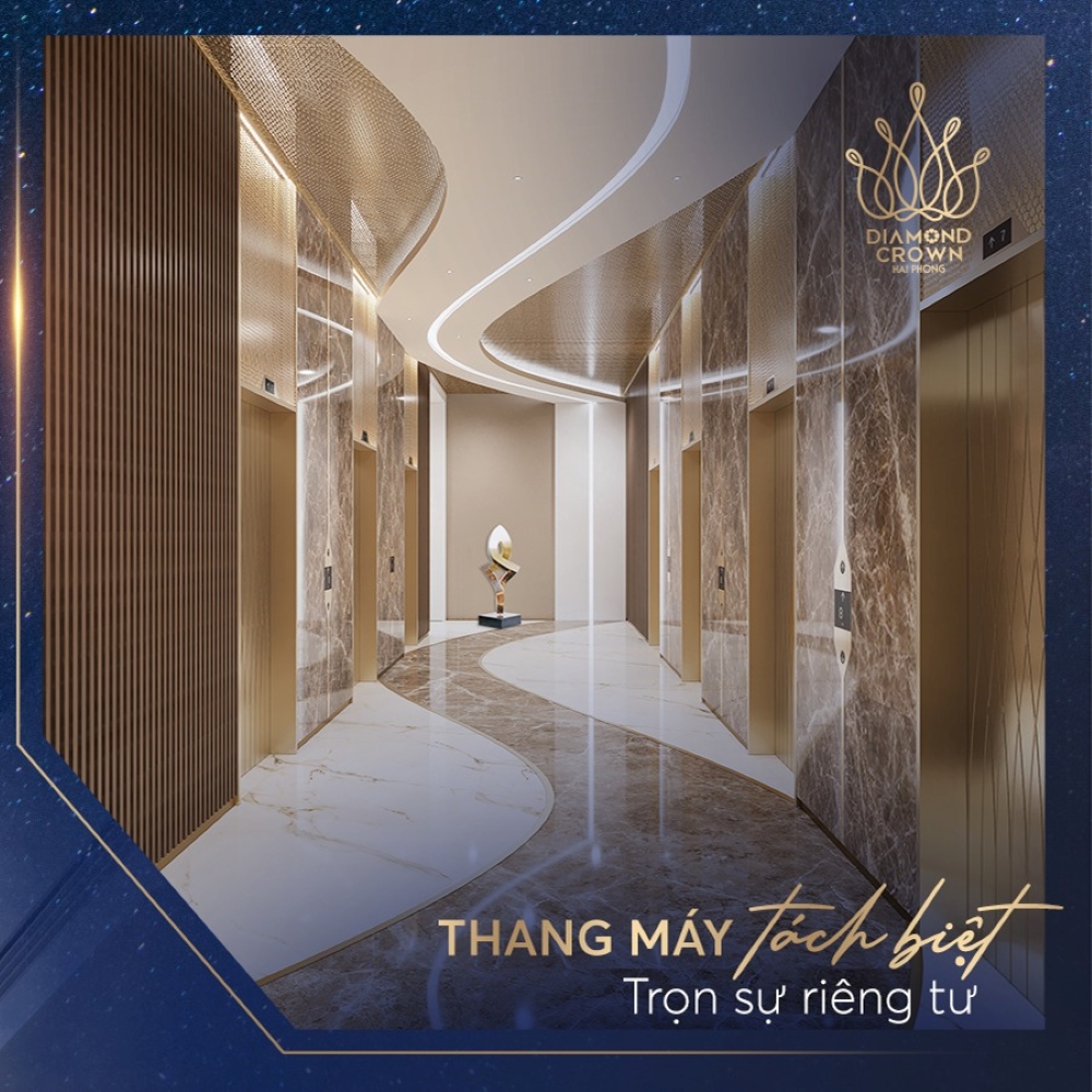 Căn hộ 2 tầng tại chung cư Doji Hải Phòng được dẫn lối từ thang máy tách biệt hoàn toàn