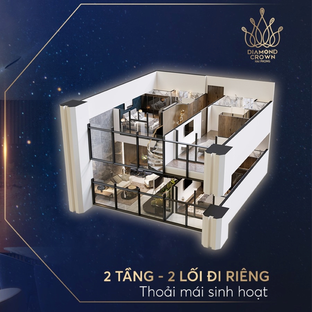 Không gian của căn hộ 2 tầng tại chung cư Doji Hải Phòng